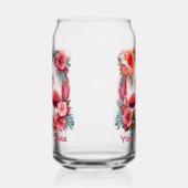 かわいいビーチピンクフラミンゴ追加文字 ガラス缶 (左)