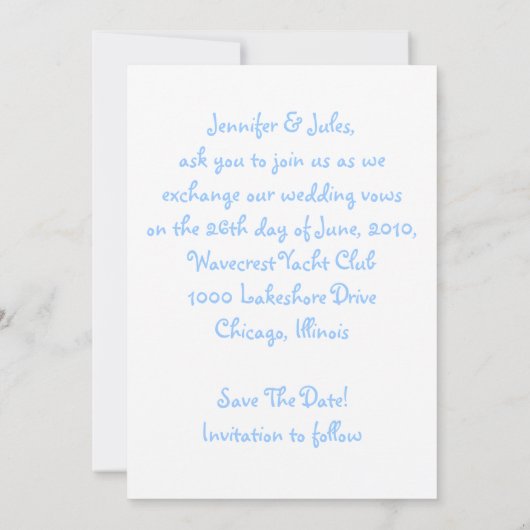 かわいいビーチプールサイドの目的地のウェディング救デート セーブザデート (裏面)