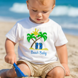 かわいいビーチベイビー ベビーTシャツ