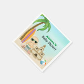 かわいいビーチベビーサンドキャッスルnサーフボードベビーシャワー スタンダードカクテルナプキン (角)