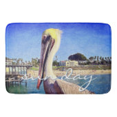 かわいいビーチペリカンバードフォトサンデイスクリプト バスマット (正面)