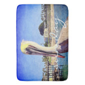 かわいいビーチペリカンバードフォトサンデイスクリプト バスマット (正面縦)