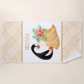 かわいいビーチペンギンの名前 ビーチタオル (正面)