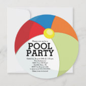 かわいいビーチボールプールパーティー 招待状 (正面)