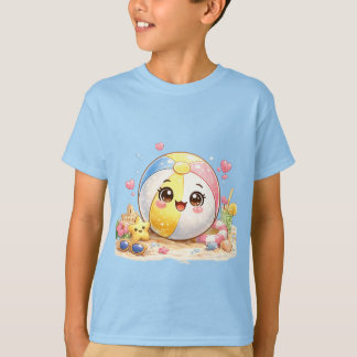 かわいいビーチボール - ハッピーサマービーチデイアート Tシャツ