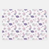 かわいいビーチマーメイドタイルパーティー ラッピングペーパーシート (正面3)