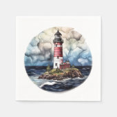かわいいビーチライトハウスラバーズパーティー紙プレート スタンダードカクテルナプキン (正面)