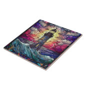 かわいいビーチライトハウス愛好家 タイル (側面)