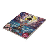 かわいいビーチライトハウス愛好家 タイル (側面)