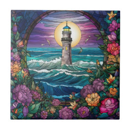 かわいいビーチライトハウス愛好家 タイル
