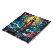 かわいいビーチライトハウス愛好家 タイル (側面)