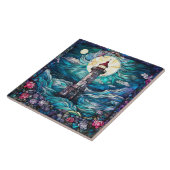 かわいいビーチライトハウス愛好家 タイル (側面)