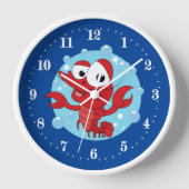 かわいいビーチロブスター愛好者 壁時計 (正面)