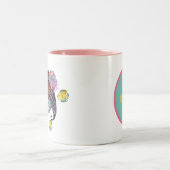 かわいいビーチ人魚のモノグラム ツートーンマグカップ (中央)