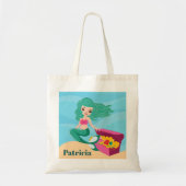 かわいいビーチ人魚の名前の女の子トートバッグを追加 トートバッグ (正面)