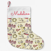 かわいいビーチ場面パターン|はあなたの名前を加えます スモールクリスマスストッキング (正面)