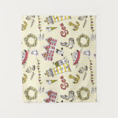 かわいいビーチ場面パターン タペストリー (正面)