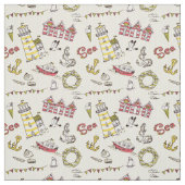 かわいいビーチ場面パターン ファブリック (見本)