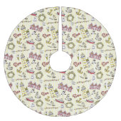 かわいいビーチ場面パターン ブラッシュドポリエステルツリースカート (正面)