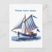 かわいいビーチ帆船を追加文字 ポストカード (正面)