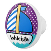 かわいいビーチ帆船セラミックノブ セラミックノブ (右)