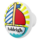 かわいいビーチ帆船セラミックノブ セラミックノブ (右)