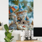 かわいいビーチ格言と傘 ポスター (ホームオフィス)