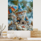 かわいいビーチ格言と傘 ポスター (キッチン)