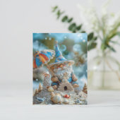 かわいいビーチ格言と傘 ポストカード (スタンド正面)