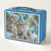 かわいいビーチ格言と傘 メタルランチボックス (裏面)