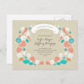 かわいいビーチ結婚式日付はがきを保存 案内ポストカード (正面/裏面)