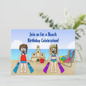 かわいいビーチ誕生日招待状forボーイズ&ガールズ 招待状 (スタンド正面)