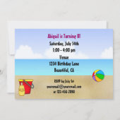 かわいいビーチ誕生日招待状for Girls 招待状 (裏面)