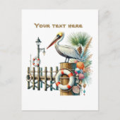 かわいいビーチ追加文字鳥 ポストカード (正面)