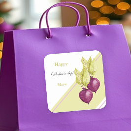 かわいいビーツのラブウォーターカラー絵を描手 スクエアシール