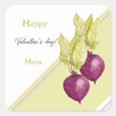 かわいいビーツのラブウォーターカラー絵を描手 スクエアシール (正面)