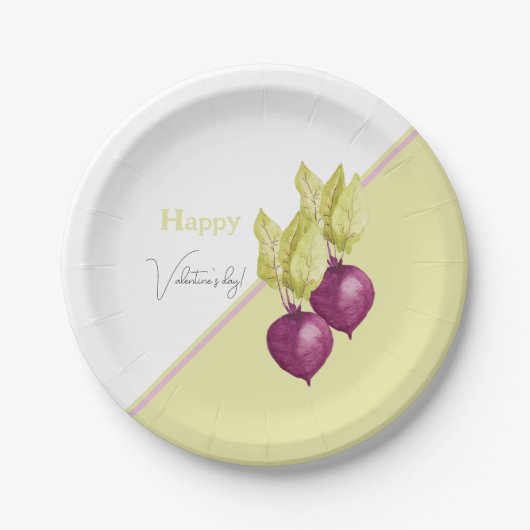 かわいいビーツのラブウォーターカラー絵を描手 ペーパープレート (正面)