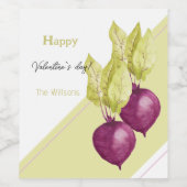 かわいいビーツのラブウォーターカラー絵を描手 ワインラベル (シングルラベル)