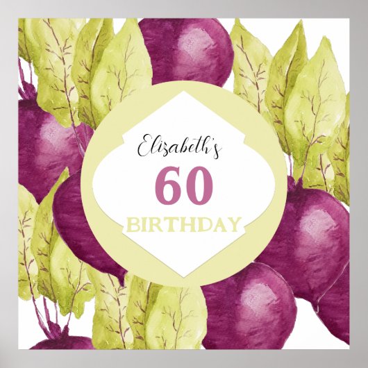 かわいいビーツ水彩画パーソナライズされた画 ポスター (正面)