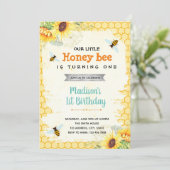 かわいいビーテーマ誕生日シャワーパーティー 招待状 (スタンド正面)