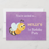 かわいいビーテーマ1st誕生日パーティの招待状カード 招待状 (正面)