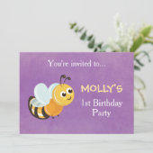 かわいいビーテーマ1st誕生日パーティの招待状カード 招待状 (スタンド正面)