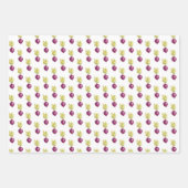 かわいいビートとレモンの水彩パターン ラッピングペーパーシート (正面)