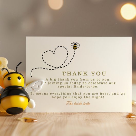 かわいいビーハートブライダルシャワー サンキューカード