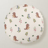 かわいいビーバーと森のベリーのクッション ラウンドクッション (正面)