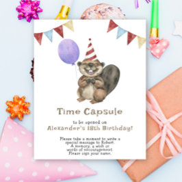 かわいいビーバーのタイムカプセル 1歳の誕生日 ポスター