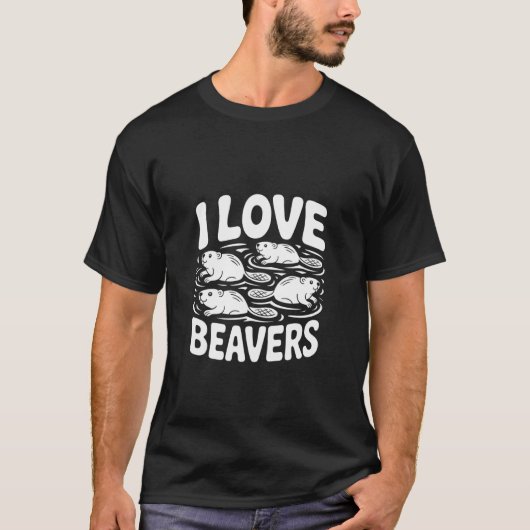 かわいいビーバーのデザインが好き Tシャツ (正面)