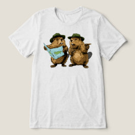 かわいいビーバーのナビゲーションマップ トライブレンドTシャツ