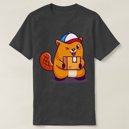 かわいいビーバーの出荷パッケージ Tシャツ (デザイン正面)