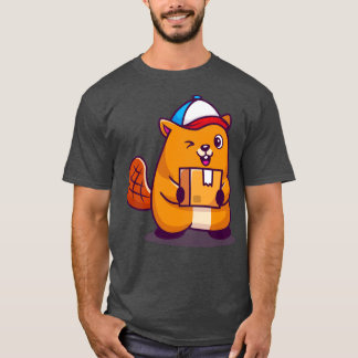 かわいいビーバーの出荷パッケージ Tシャツ